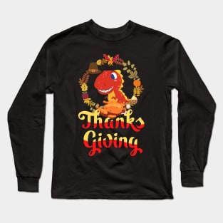 Dinosaurs Happy Thanksgiving Day Long Sleeve T-Shirt